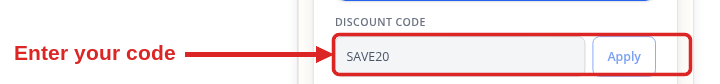 The discount code field on the checkout page